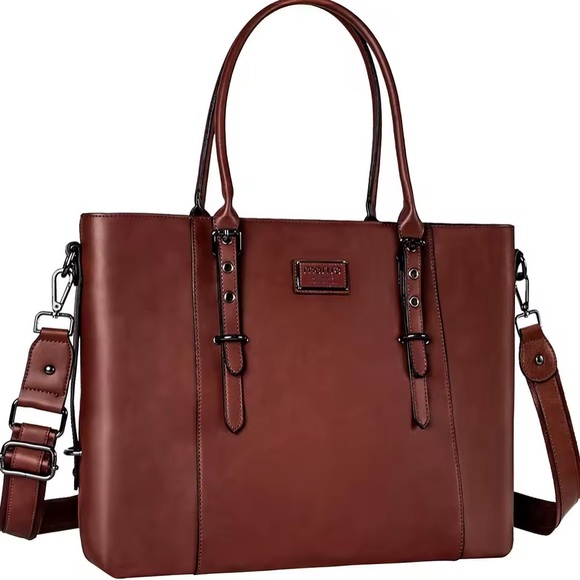 Chic Burgundy Leather Tote Bag - Picture 6 of 7